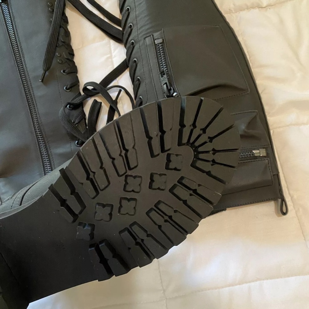 Black Lace-Up Combat Boots